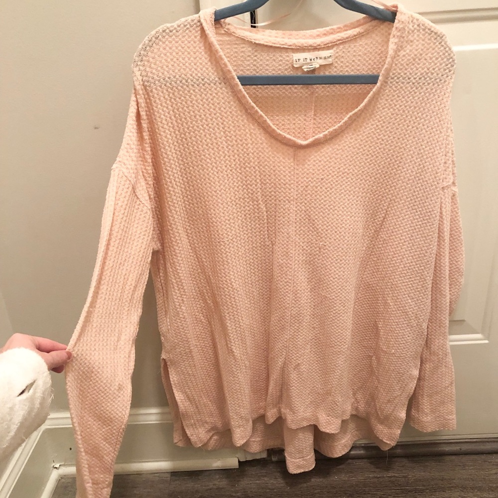 Light pink Henley long sleeve sweater